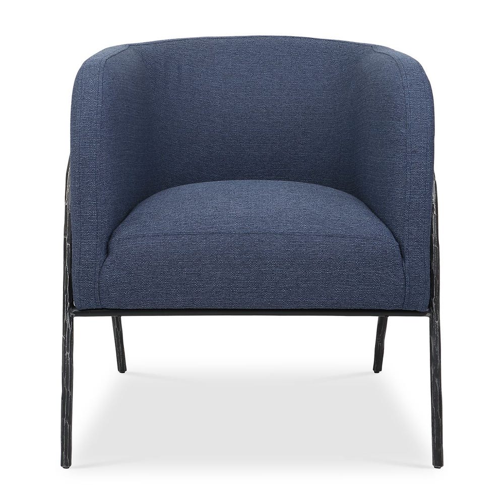 Fauteuil d'accent rembourré à dossier baril et cadre en fer ciselé multi-finitions