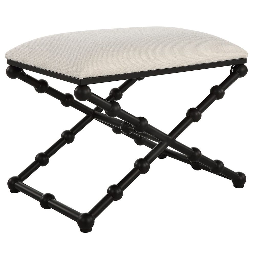 Banc Bulle en Fer Noir Satiné avec Coussin Blanc