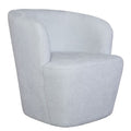 Fauteuil pivotant en bois massif, style tonneau, en polyester bleu clair et tissu tonneau