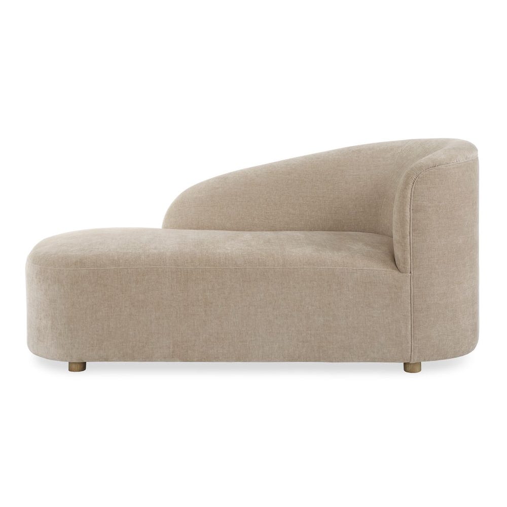 Méridienne en cuir auburn avec capitonnage linéaire et pieds en chêne