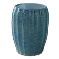 Tabouret de jardin en céramique bleu aqua à bord festonné