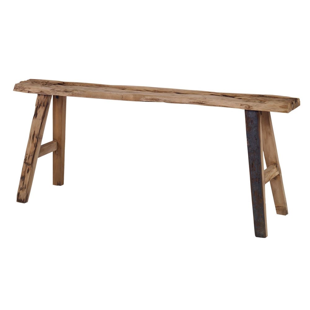 Banc d'entrée rustique en bois de pin recyclé fait main