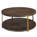 Table basse rustique avec plateau en verre et habillage en rotin naturel