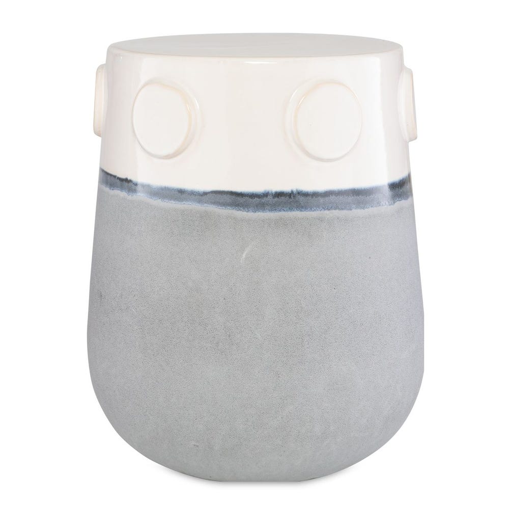 Tabouret de jardin en céramique gris-bleu cassé, pour l'extérieur