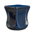 Tabouret de jardin sculptural en faïence émaillée bleu profond