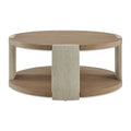 Table basse incurvée en rotin blanchi avec rangement