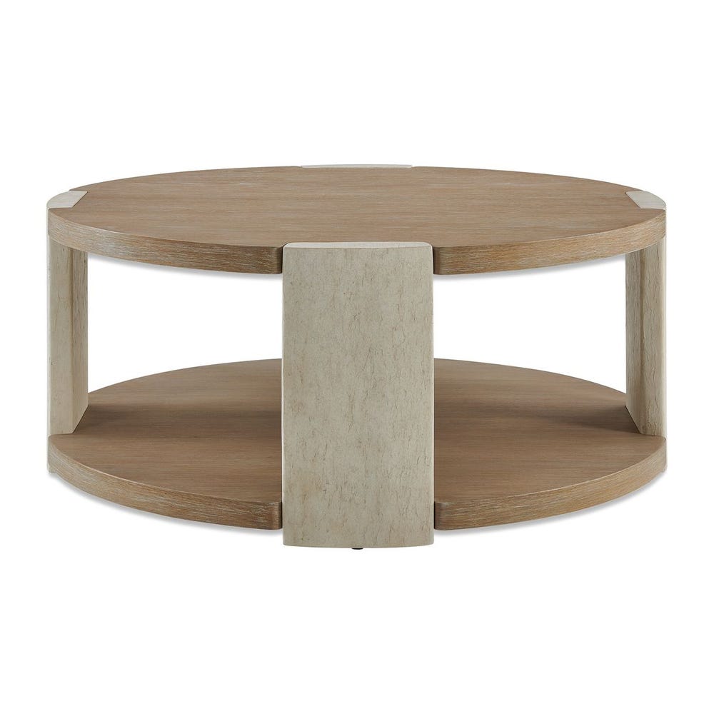 Table basse incurvée en rotin blanchi avec rangement
