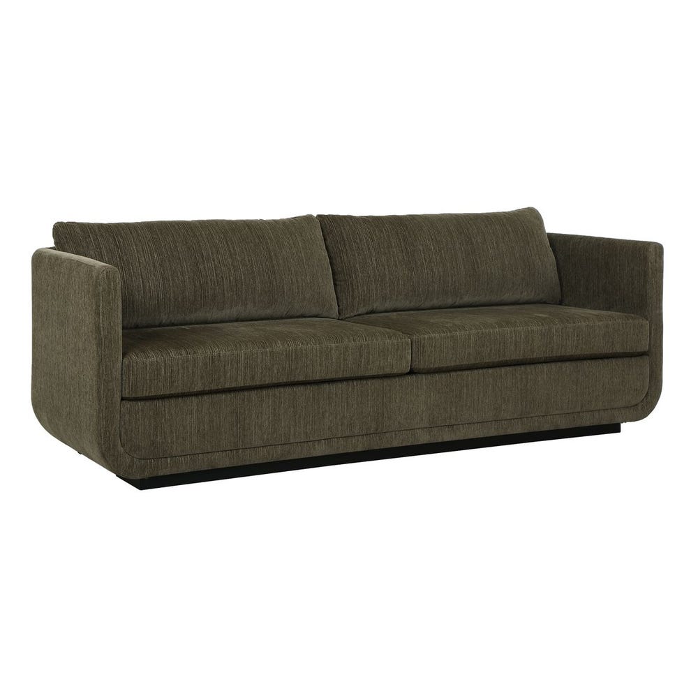 Ginger Chenille Rounded Frame Hidden Plinth Three Seat Sofa