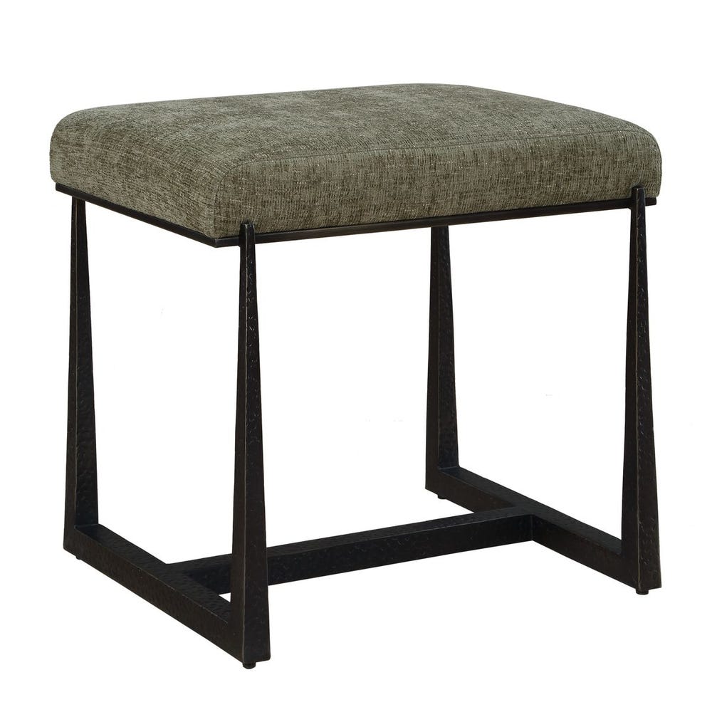 Petit banc rembourré de mousse avec pieds en fer bronze antique