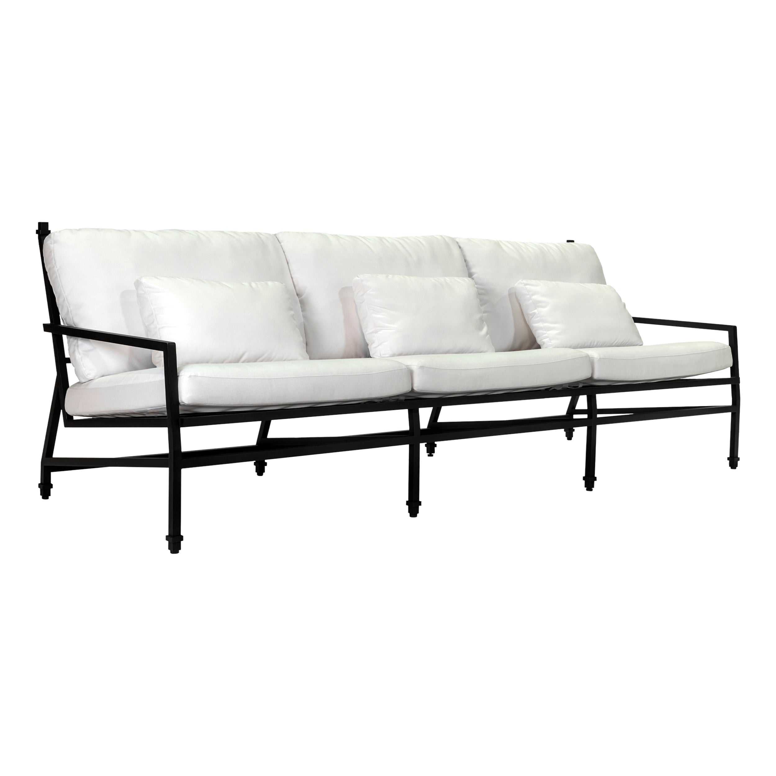 Canapé d'extérieur en, assise profonde, aluminium et sable noir