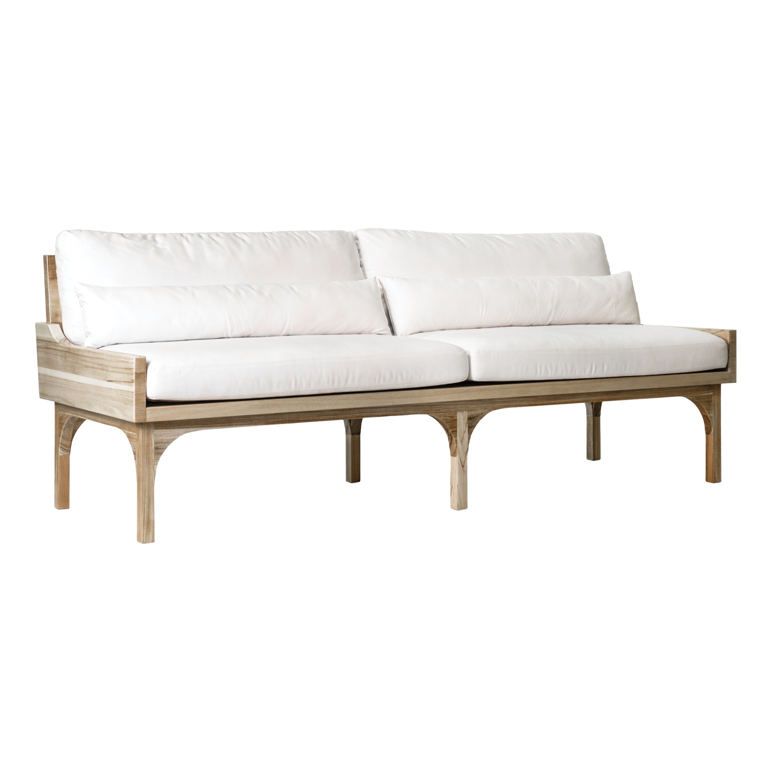 Canapé d'intérieur/extérieur minimaliste Serene en teck de blé décoloré