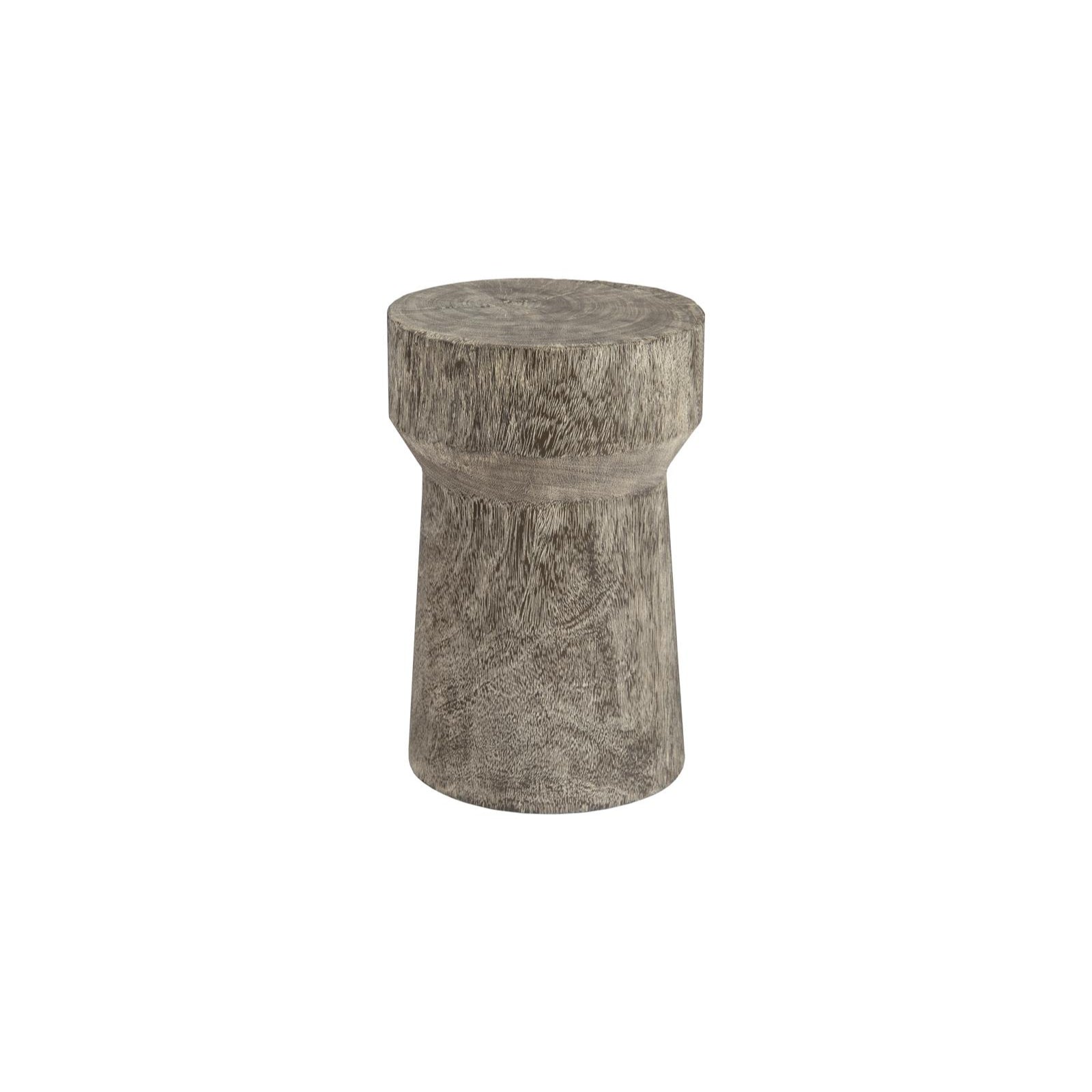 Tabouret d'appoint épais en bois de manguier et pierre grise incurvée