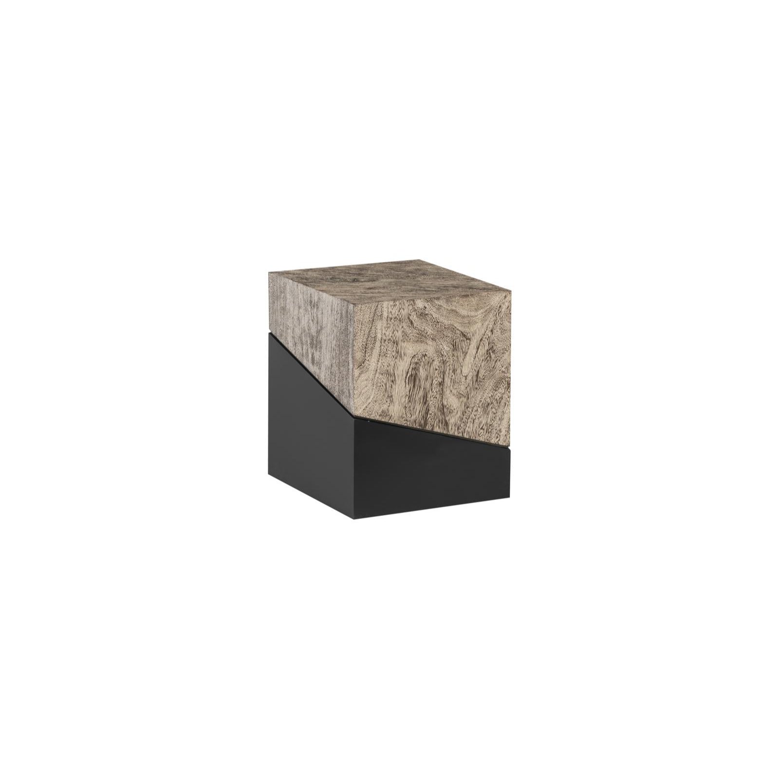 Table basse ronde en placage de loupe de peuplier, ton miel